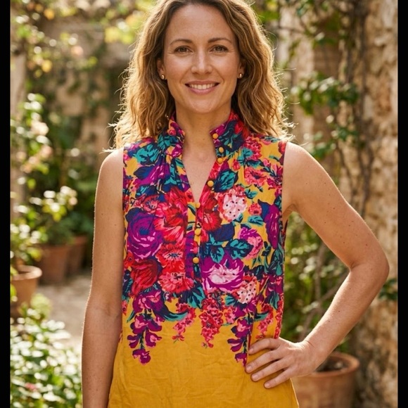 Anthropologie Tops - Anthropologie Vibrant Floral Sleeveless Blouse - Multicolor
